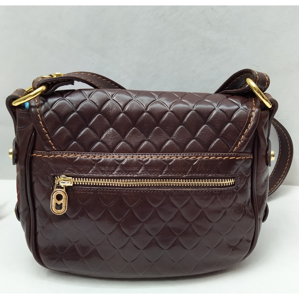 Marino Orlandi Brown Leather Turnlock Flap Closure Crossbody Bag - Picture 2 of 16